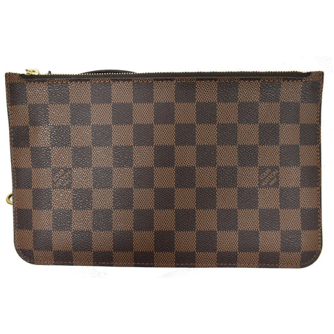 LOUIS VUITTON Neverfull MM Damier Ebene Pochette Wristlet Pouch Brown