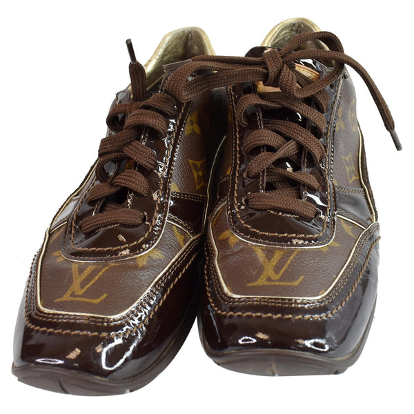 Louis Vuitton Monogram Patent Globe Trotter Sneaker US8 - top front look