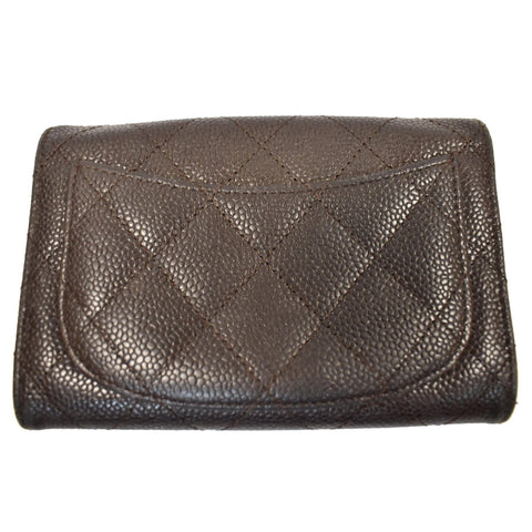 Chanel Classic Flap Caviar Leather Card Holder Brown print | DDH