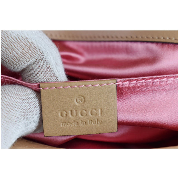 GUCCI GG Marmont Mini Pearl Studded Leather Shoulder Bag Gold 446744