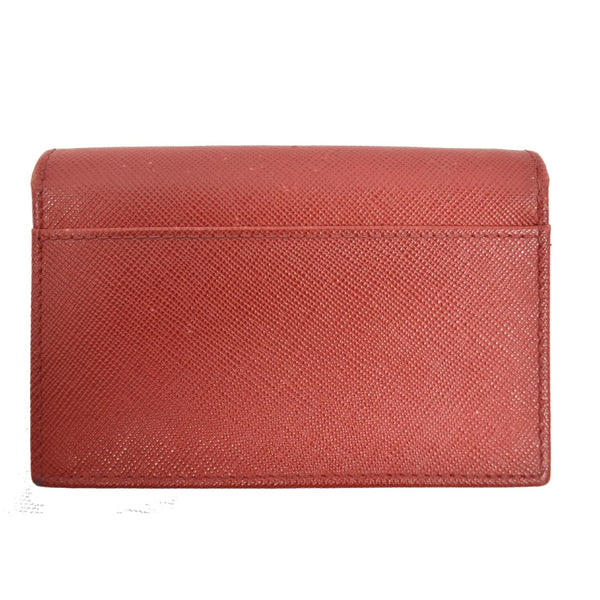 PRADA Saffiano Leather Bi-Fold Wallet Card Case Coin Purse Red - Final Sale