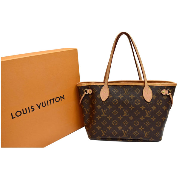LOUIS VUITTON Neverfull PM Monogram Canvas Tote Bag Brown