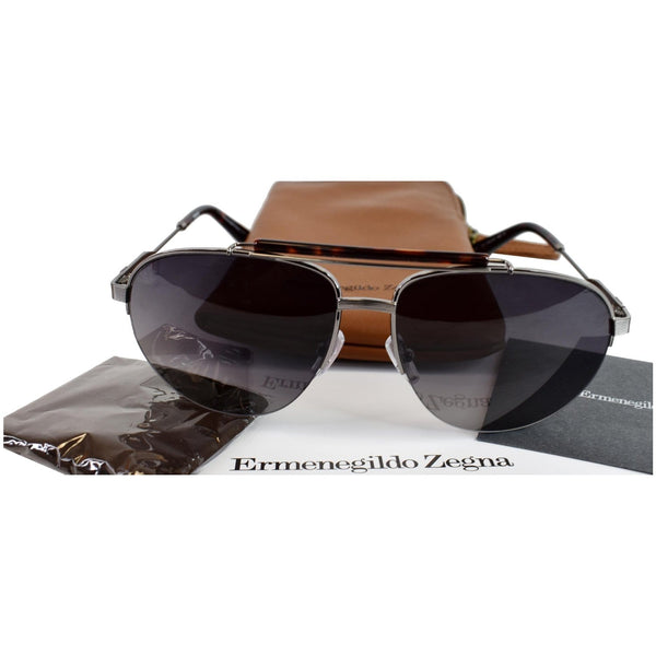 Ermenegildo Zegna Shiny Dark Ruthenium Sunglasses