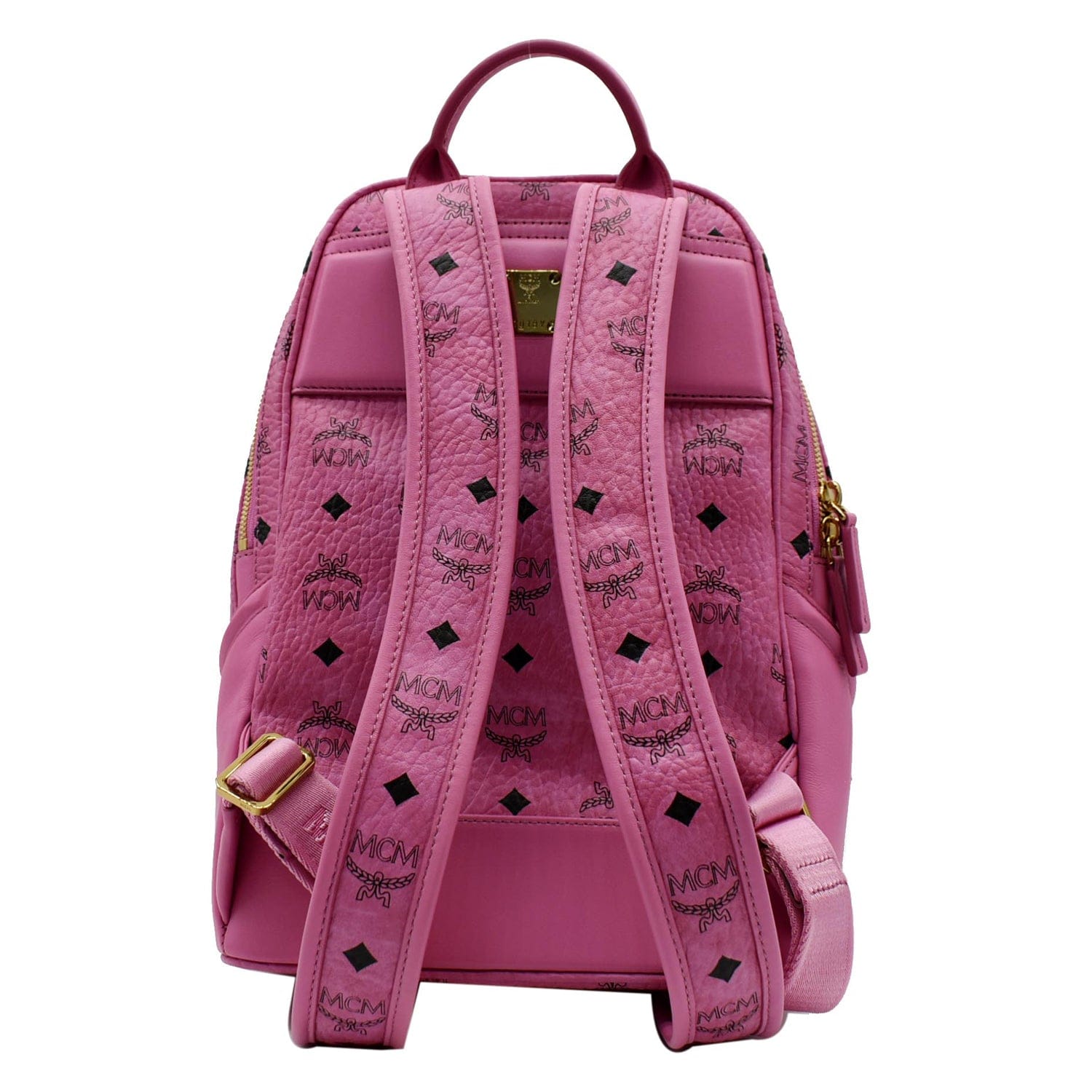 canvas leather backpack pink MCM Duke Visetos Medium Canvas Leather Backpack Pink