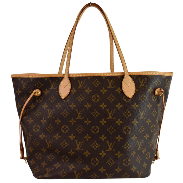 Louis Vuitton Neverfull MM Monogram Canvas Shoulder Bag - fornt side view