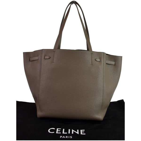CELINE Small Cabas Phantom Grained Calfskin Leather Tote Bag Taupe