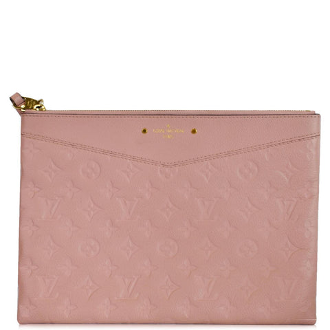 LOUIS VUITTON Daily Pouch Monogram Empreinte Leather Clutch Rose Poudre - 20% OFF