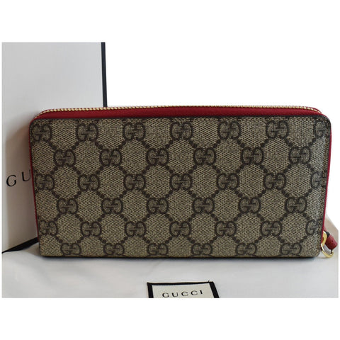 GUCCI Mystic Cat GG Supreme Zip Around Wallet Beige 499382
