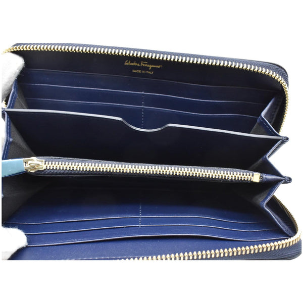 SALVATORE FERRAGAMO Gancini Long Zip Around Wallet Blue