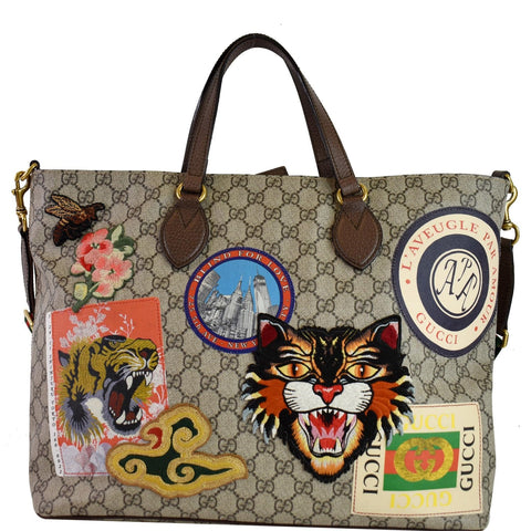 GUCCI Courrier Soft GG Supreme Tote Bag Beige 474083