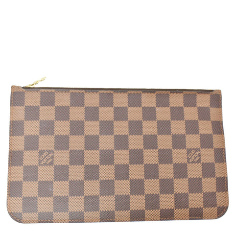 LOUIS VUITTON Neverfull MM Damier Ebene Pochette Wristlet Pouch Brown