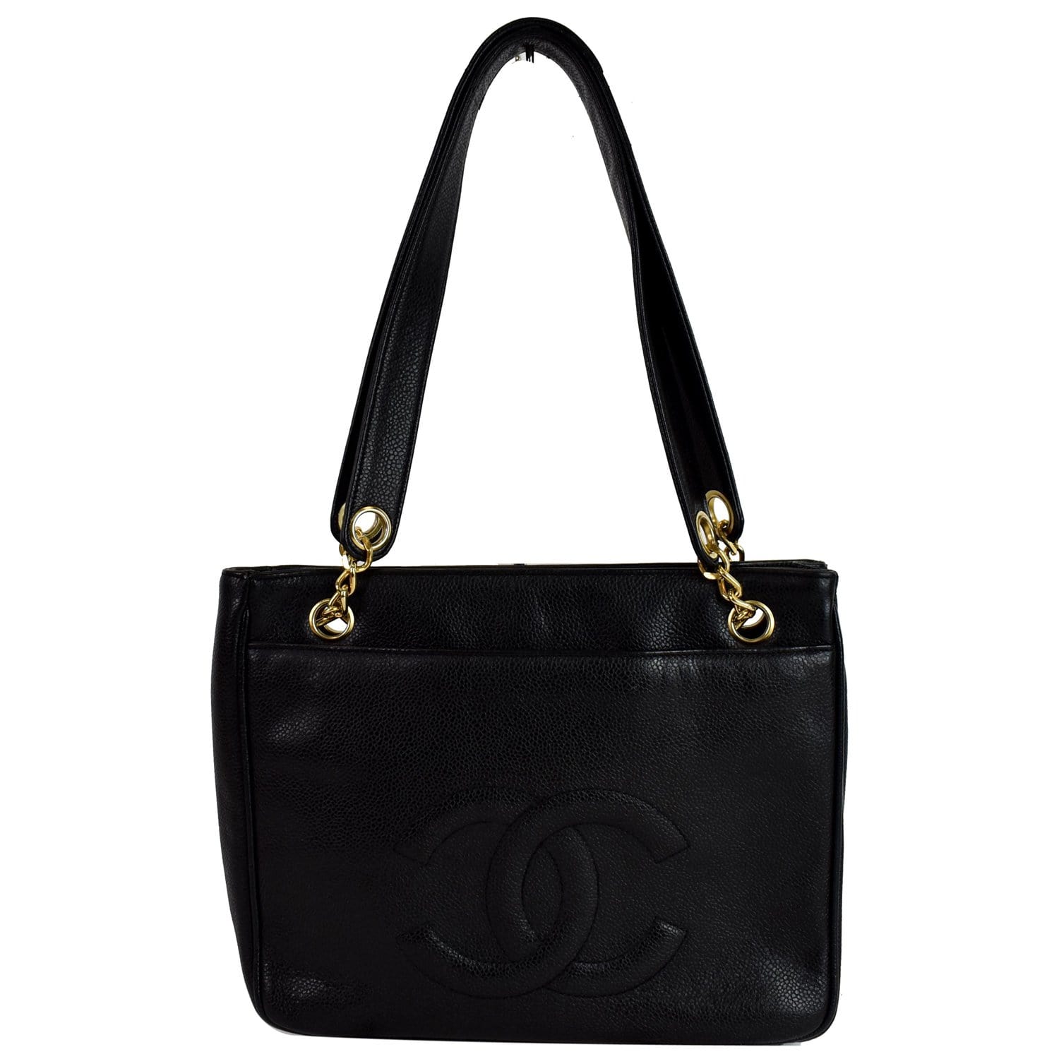 Chanel Black Caviar Leather Shoulder Bag - Vintage Lux