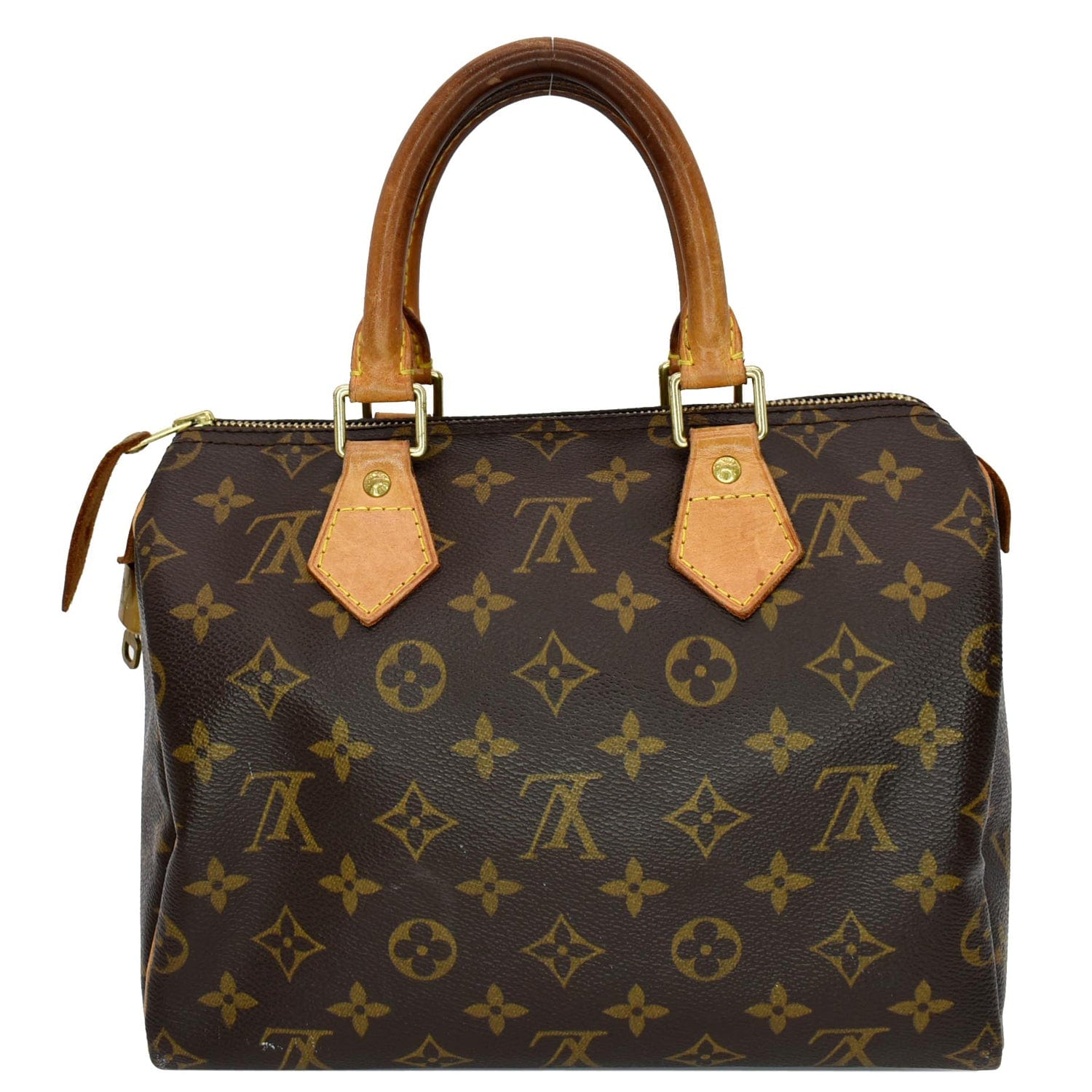 Louis Vuitton Speedy 25 Monogram Canvas Satchel Bag Brown