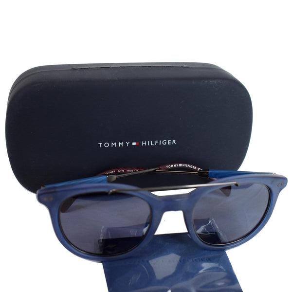 TOMMY HILFIGER TH 1348/S JU7 49 Round Unisex Sunglasses Blue Lens
