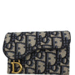 CHRISTIAN DIOR Saddle Flap Jacquard Canvas Card Holder Beige