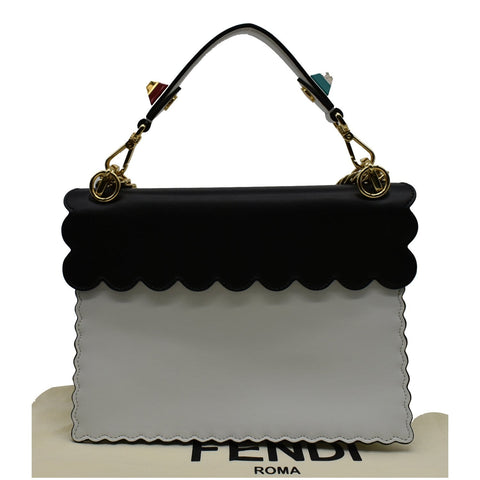 FENDI Vitello Liberty Kan I Bicolor Leather Shoulder Bag Black