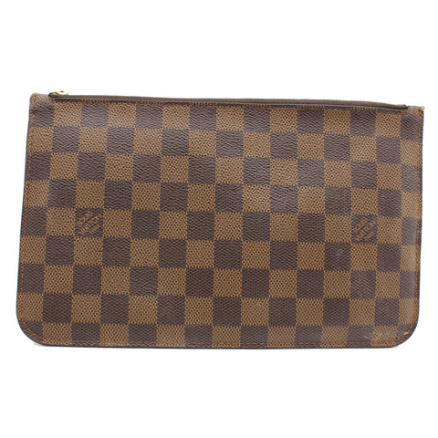 LOUIS VUITTON Neverfull MM Damier Ebene Pochette Wristlet Pouch Brown