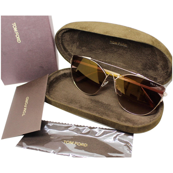 Tom Ford FT0563 28G Jacquelyn Women Sunglasses Brown Mirrored Lens