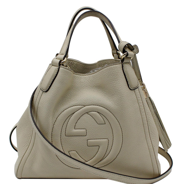 GUCCI Soho Small Pebbled Leather Shoulder Bag White 336751