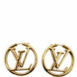 LOUIS VUITTON Louise Hoop Embossed LV Circle Earrings Gold