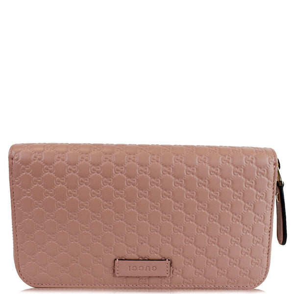 GUCCI Micro GG Guccissima Zip Around Wallet Pink 449391