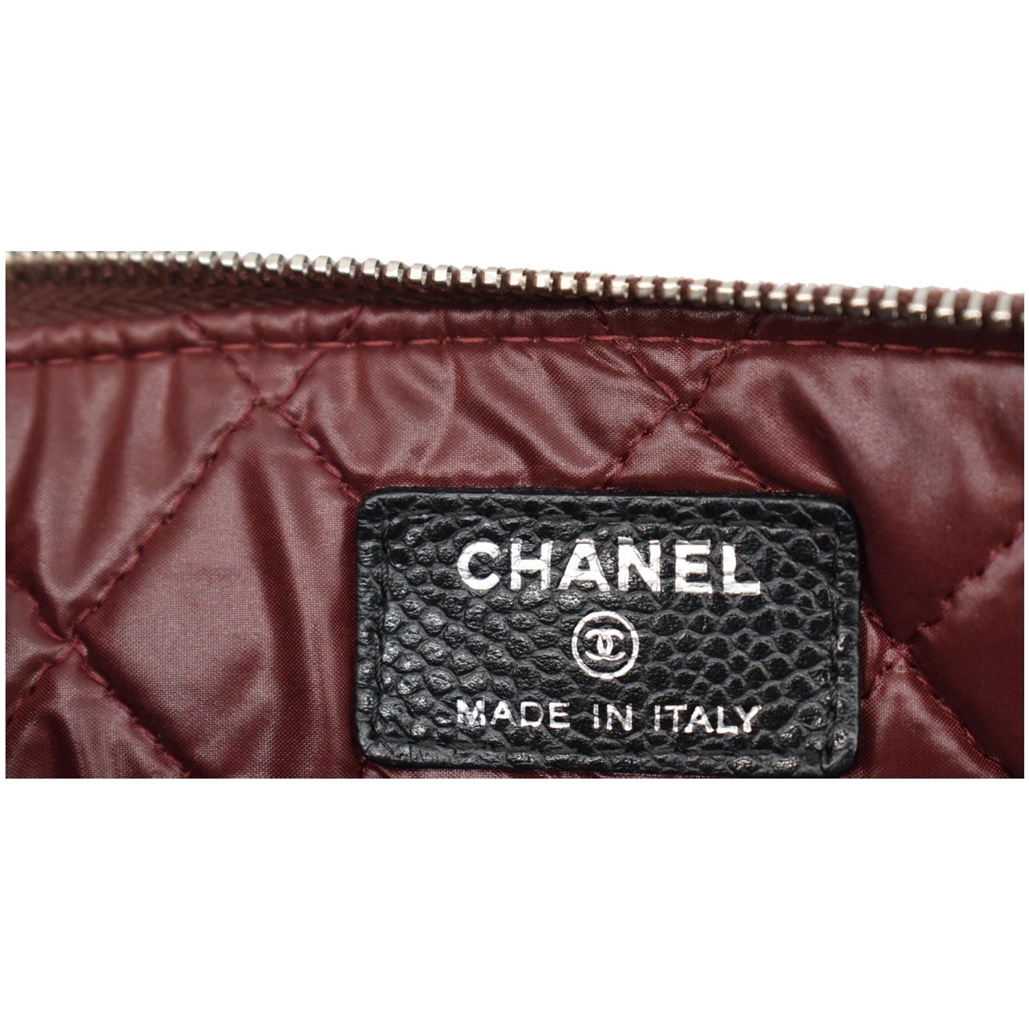 CHANEL O-Case Caviar Leather Zip Pouch Green