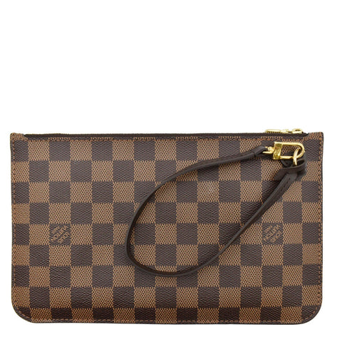 LOUIS VUITTON Neverfull MM Damier Ebene Pochette Wristlet Pouch Brown