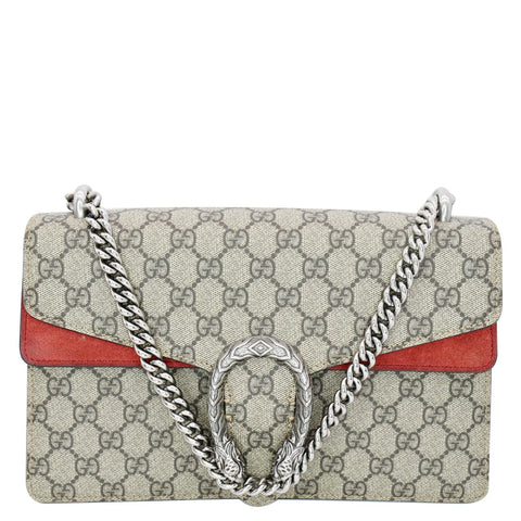 GUCCI Dionysus Small GG Supreme Canvas Shoulder Bag Beige 400249