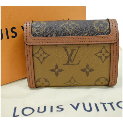 LOUIS VUITTON Dauphine Compact Monogram Reverse Canvas Wallet Brown