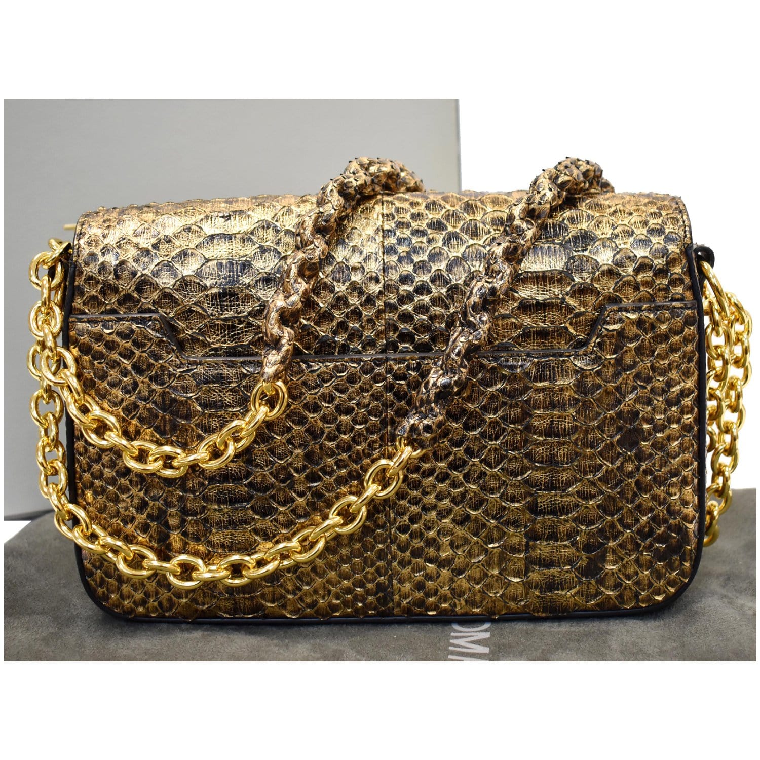TOM FORD Natalia Medium Python Shoulder Bag Gold 500008