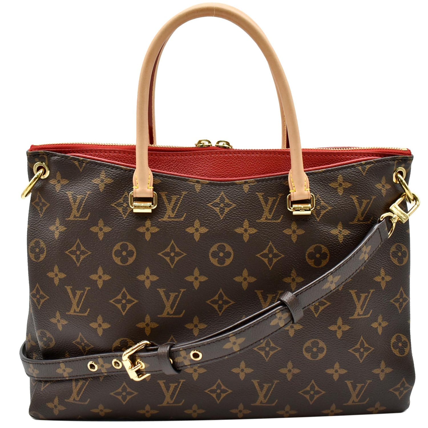 Louis Vuitton Pallas Red and Brown Monogram Canvas Chain Shoulder Bag at  1stDibs
