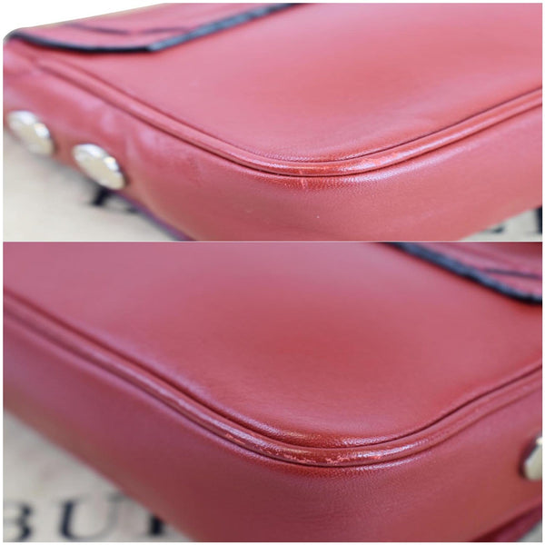 BURBERRY Small Pochette Leather Shoulder Bag Red