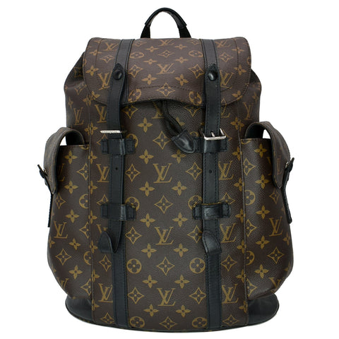 LOUIS VUITTON Christopher Monogram Macassar Canvas Backpack Bag Brown
