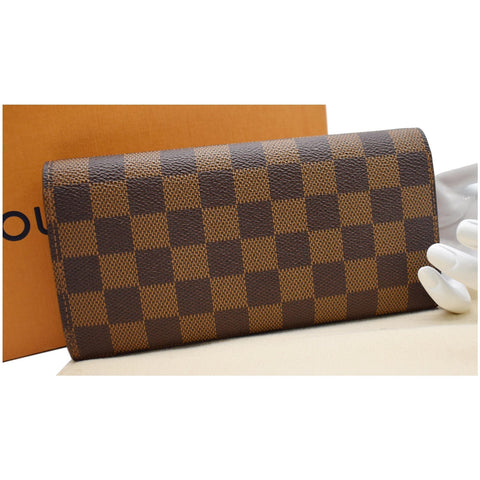 LOUIS VUITTON Emilie Damier Ebene Wallet Brown