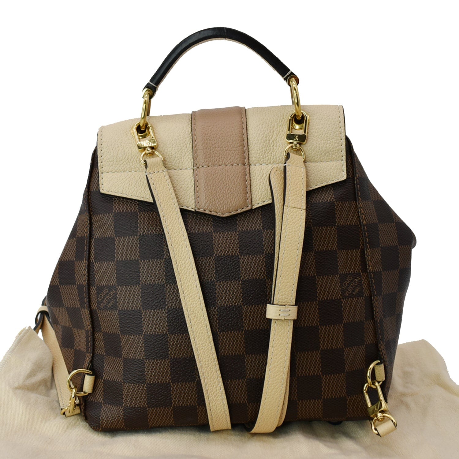 louis vuitton clapton backpack ebène damier ebene LOUIS VUITTON Clapton Damier Ebene Backpack Bag Creme Beige