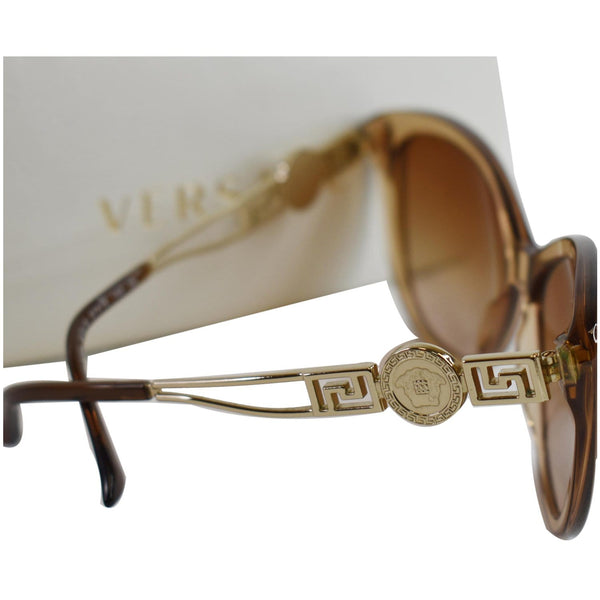 VERSACE Cat Eye VE4295 Plastic Transparent Metal Sunglasses Brown