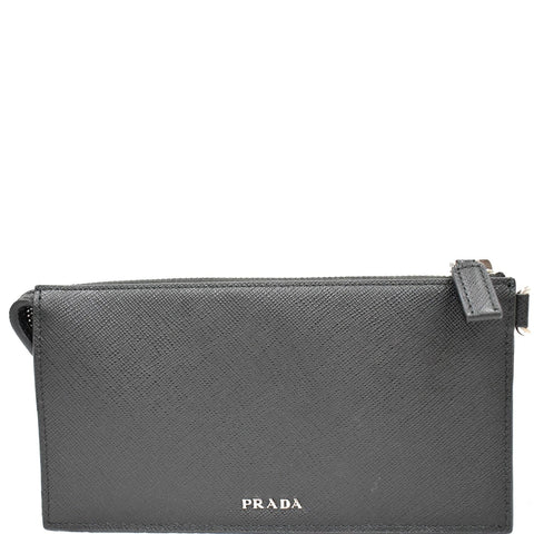 PRADA Saffiano Leather Phone Pouch Bag Black - 10% OFF