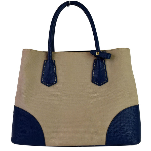 PRADA Galliera Two Tone Leather Tote Bag Blue/Tan