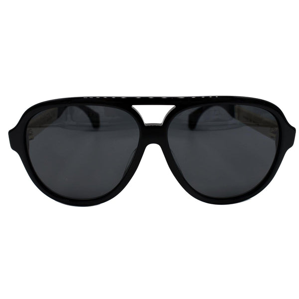 GUCCI GG0463SA 002 Black White Sunglasses Grey Lens