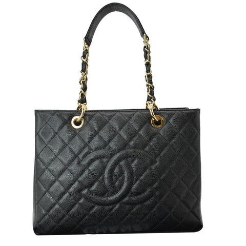 CHANEL Grand Shopping GST Caviar Leather Tote Bag Black