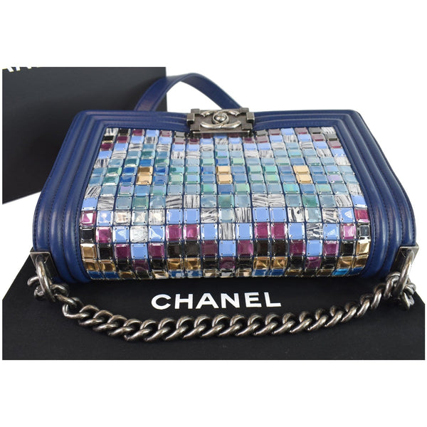 Chanel Mosaic Large Boy Quilted Lambskin Bag front view