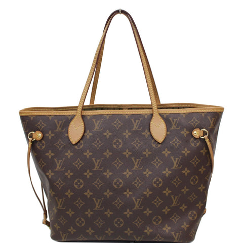 LOUIS VUITTON Neverfull MM Monogram Canvas Tote Shoulder Bag Brown