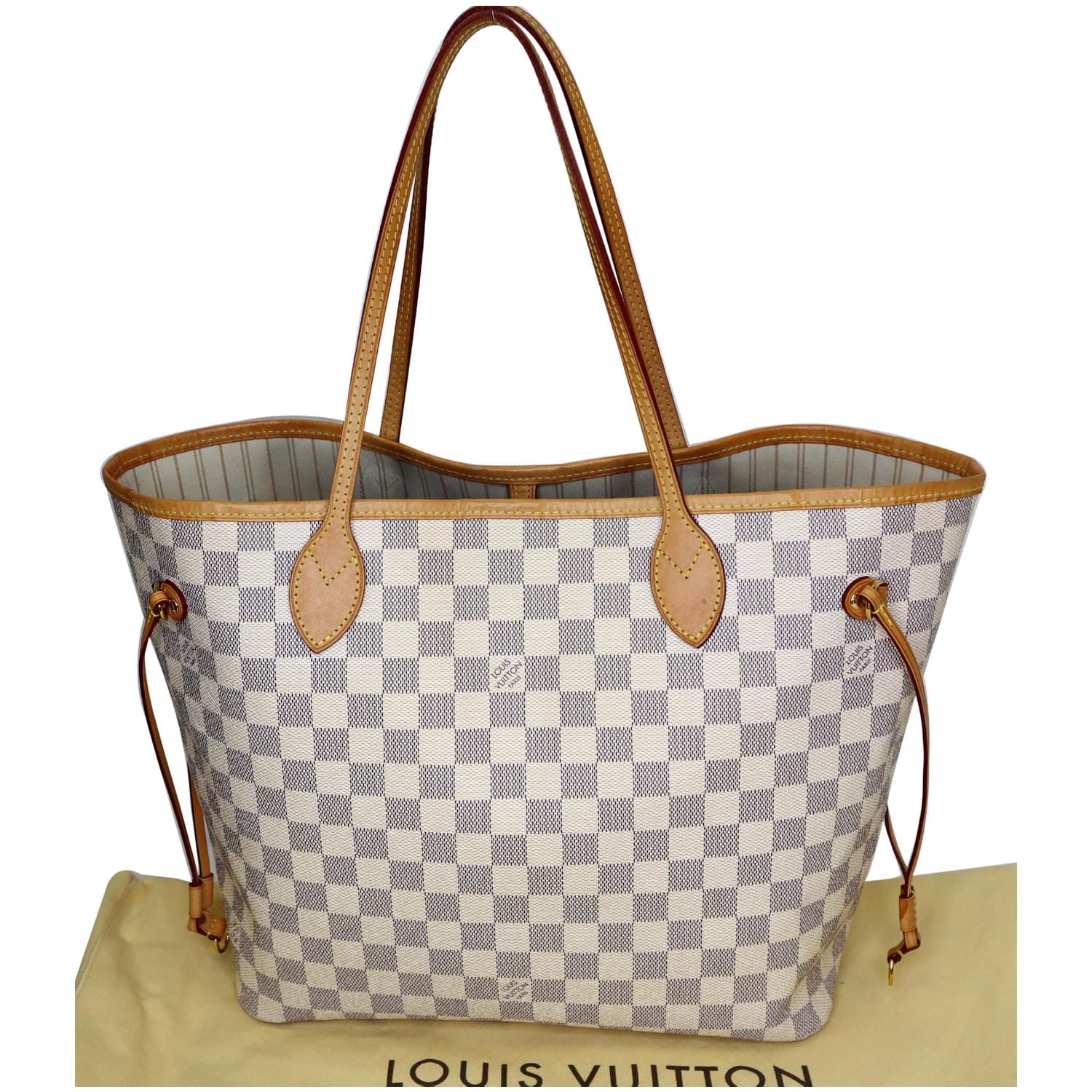 White Louis Vuitton Damier Azur Neverfull MM Tote Bag