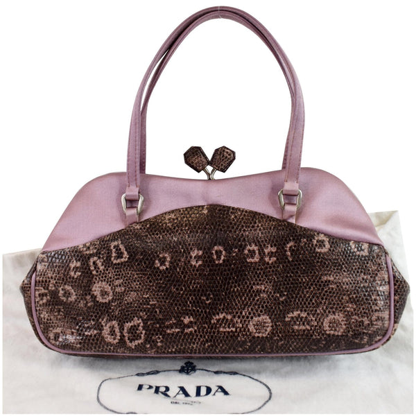 PRADA Sera Lizard Skin Satchel Bag Purple