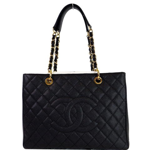 CHANEL Grand Shopping Caviar Leather GST Tote Bag Black