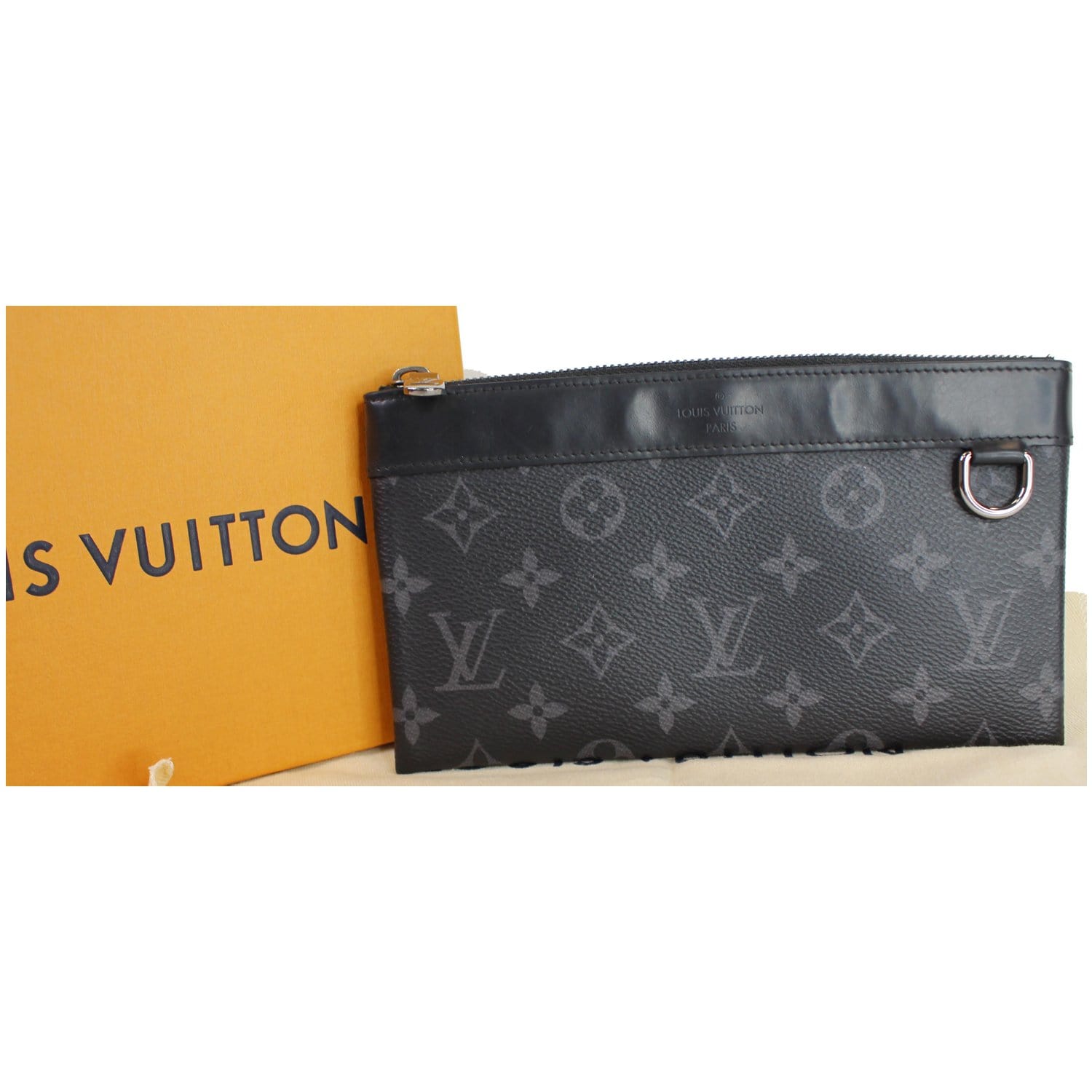 LOUIS VUITTON Monogram Shadow Pochette Discovery Black M62903 Men's Leather Clutch  Bag