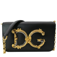 DOLCE & GABBANA DG Girl Leather Crossbody Bag Black
