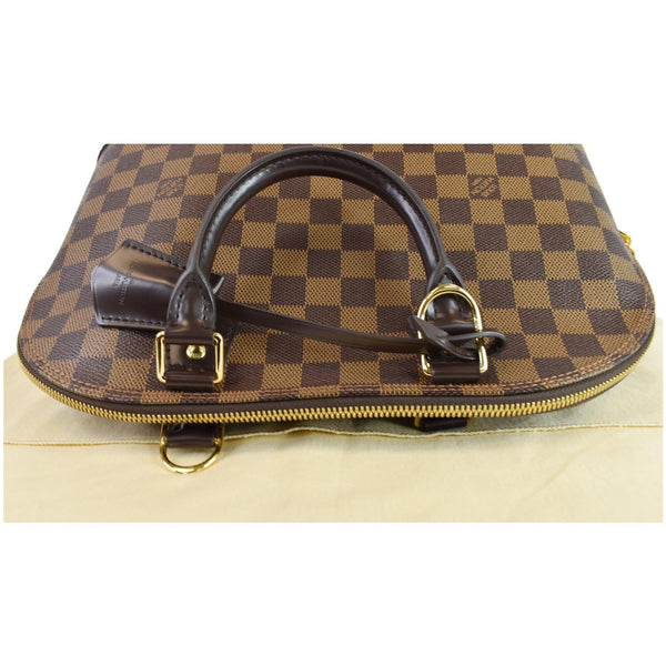 Louis Vuitton Alma Damier Ebene Satchel Bag Women-Brown - zipper view