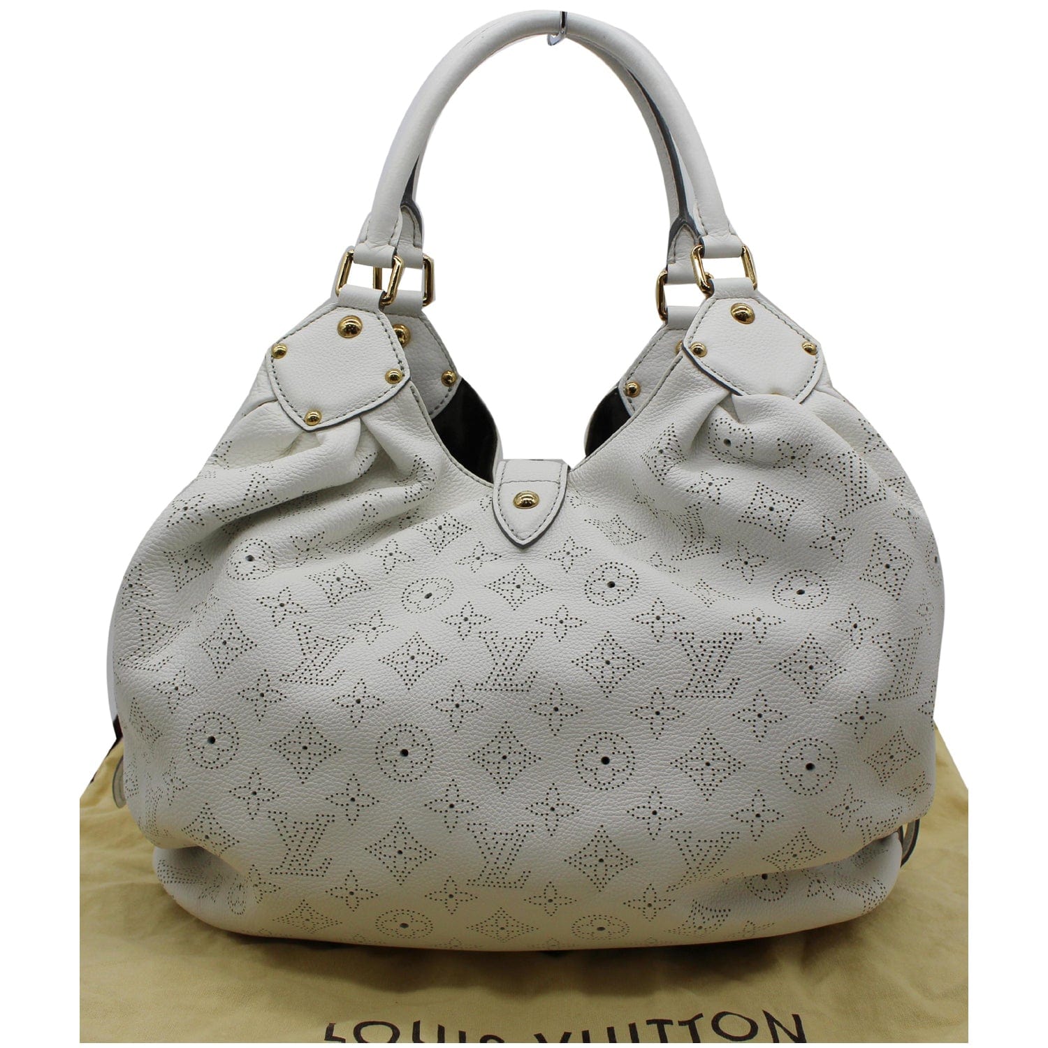Louis Vuitton White Monogram Mahina Leather XL Bag - Yoogi's Closet