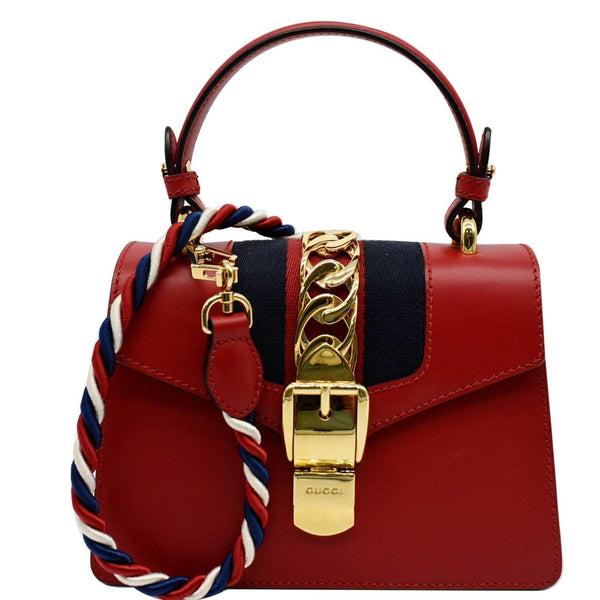 Gucci Sylvie Mini Leather Crossbody Bag Red - DDH